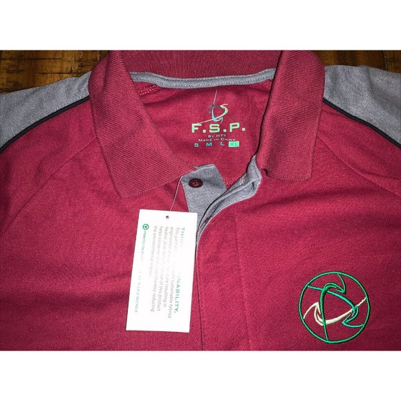 Fast Sustainable Products FSP By HTT New Men Xl Polo Shirt Burgundy Gray - Picture 2 of 3